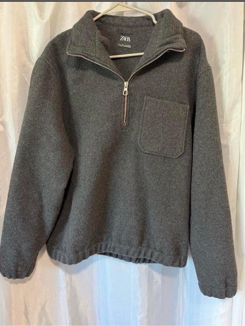 ZARA Men's Dark Gray Half-Zip Pullover Sweater